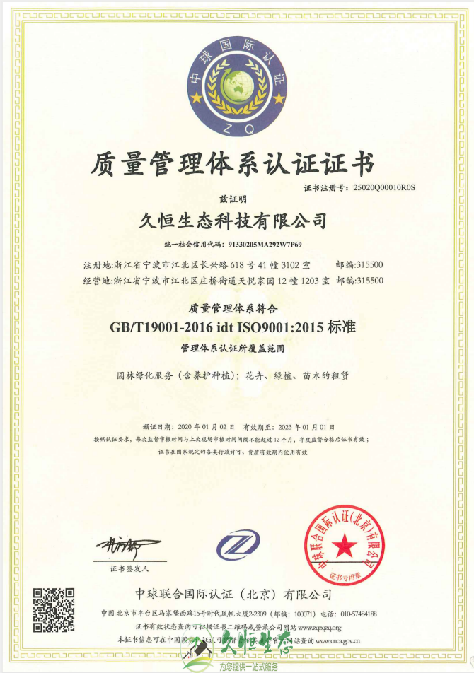 柯桥质量管理体系ISO9001证书